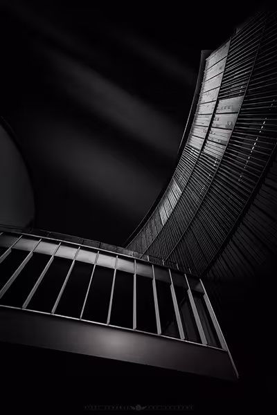 Fine-art black and white architecture, strong contrast